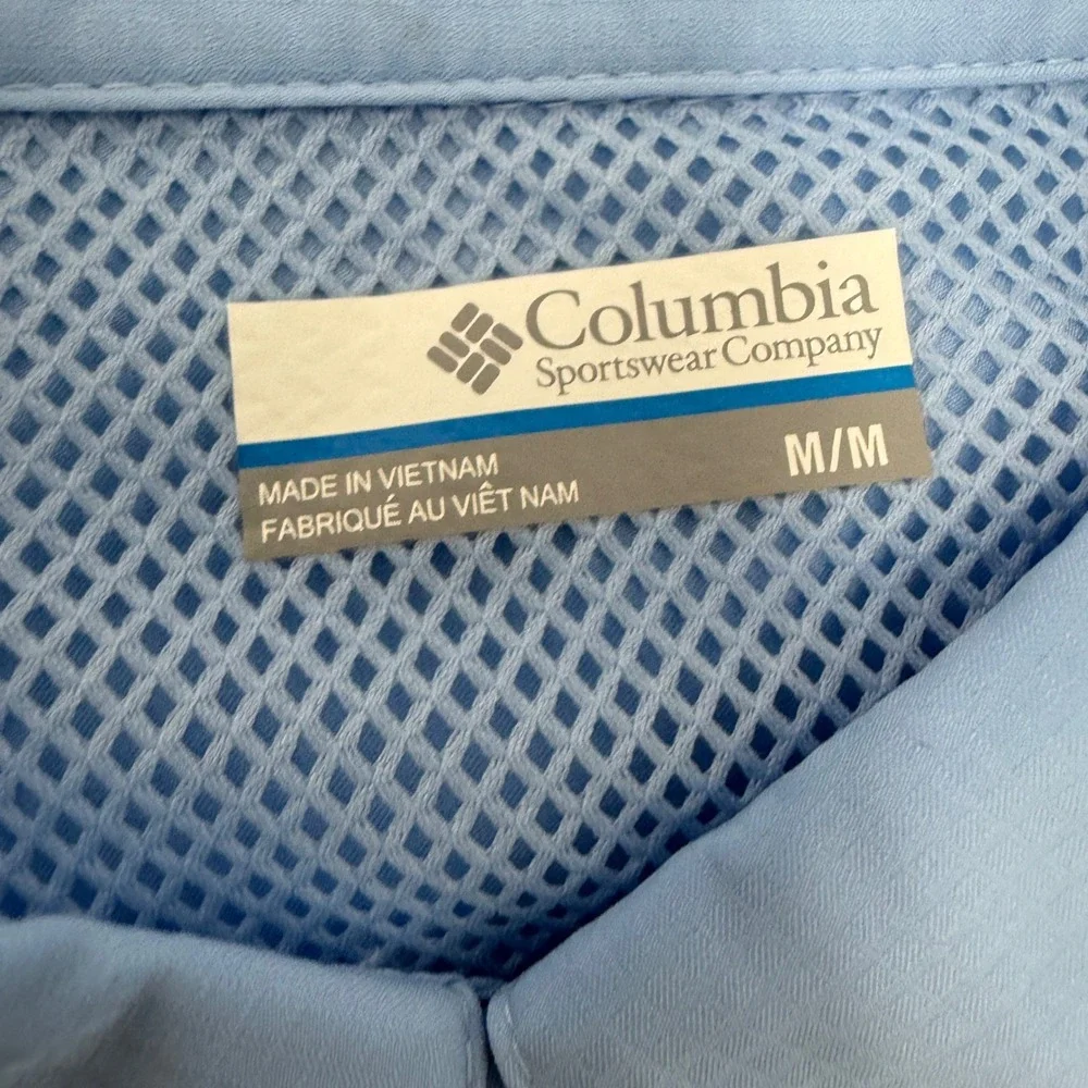 Columbia PFG Crystal Springs Mens M Light Blue Long Sleeve Fishing Shirt XM7102 - Picture 4 of 14